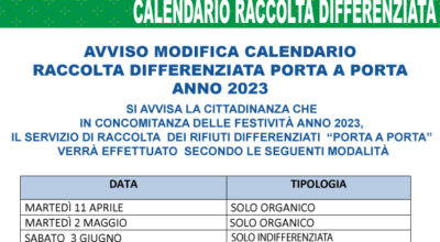 RACCOLTA RIFIUTI DIFFERENZIATI – 28 AGOSTO 2023